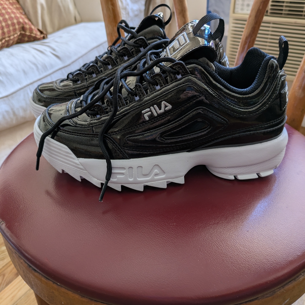 Fila Patent Black And White Disruptors